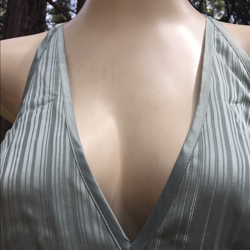 Bebe palest pastel mint green, lace panel backed halter dress - Picture 3 of 14